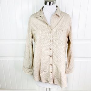 Grand & Greene Dotted Button Down Shirt Roll Tab L